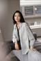 Oversized Stripe Button-Down Shirt, Black