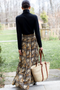 Shirred Skirt, Story Print