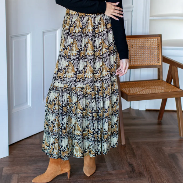 Shirred Skirt, Story Print