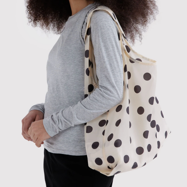 Standard Baggu, Cream and Black Polka Dot