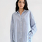 Oversized Stripe Button-Down Shirt, Navy