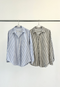 Oversized Stripe Button-Down Shirt, Navy