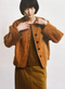 Sculpted Brushed Cotton Canvas Jacket, Brown Anise