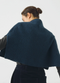 Ribbed Wool Cashmere Poncho, Navy
