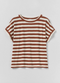 Alda Maypole Stripe Easy Tee, Red Rock/Ecru