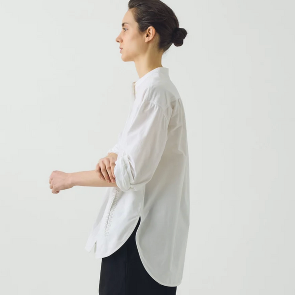 French Knot Cotton Shirt, Natural White