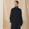 Wool Cashmere Rool Neck Sweater, Speckled Black