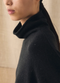 Wool Cashmere Rool Neck Sweater, Speckled Black