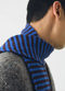 Micro Cable Wool Scarf, Cobalt/Prune