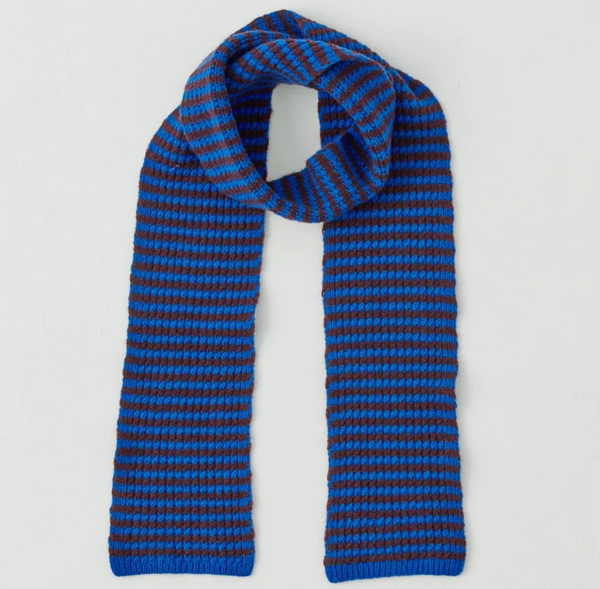 Micro Cable Wool Scarf, Cobalt/Prune
