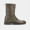 Leather Ankle Boot, Grey-Green