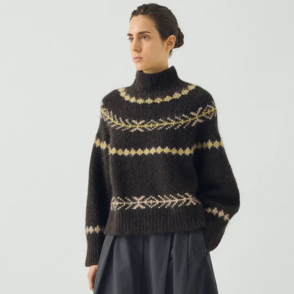 Lofty Alpaca Sweater, Sprig Jacquard