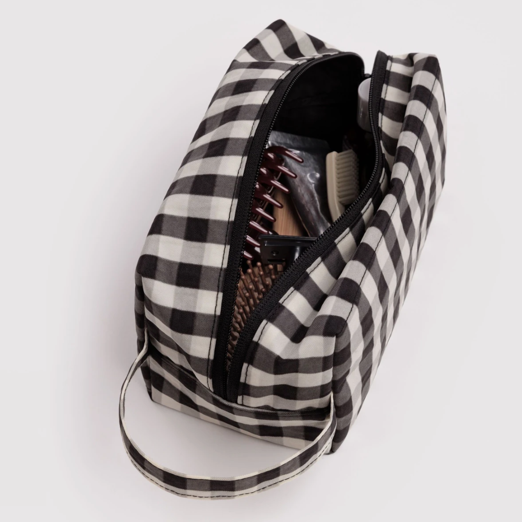 Dopp Kit, Black + Cream Gingham