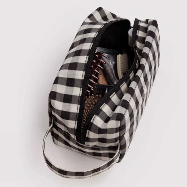 Dopp Kit, Black + Cream Gingham