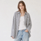 Oversized Stripe Button-Down Shirt, Navy