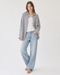 Oversized Stripe Button-Down Shirt, Navy
