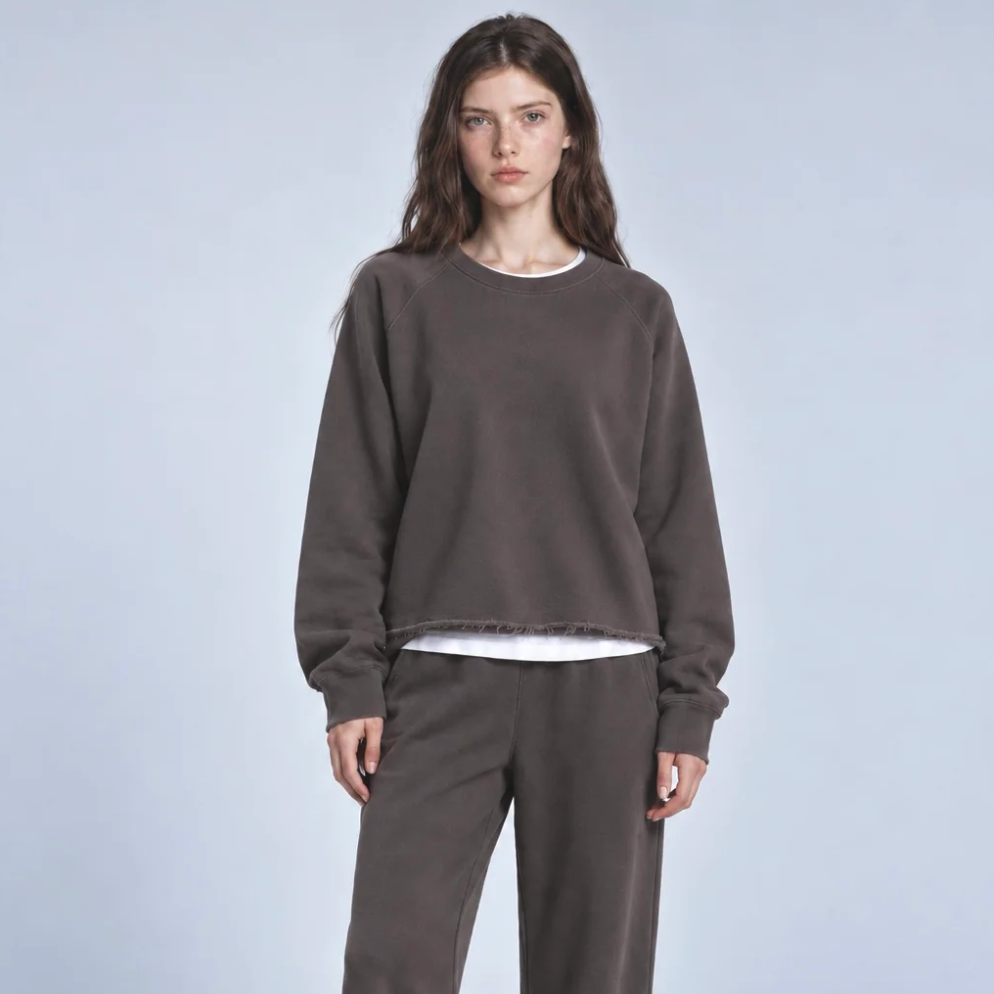 Raw Edge Sweatshirt, Chocolate