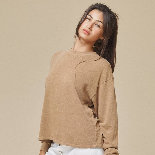 Cropped Long Sleeve Tee, Coyote