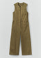 Sleeveless Cotton Twill Jumpsuit, Olive Leaf