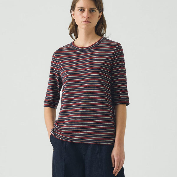 Cleo Stripe Cotton Tee, Provencal Blue/Multi