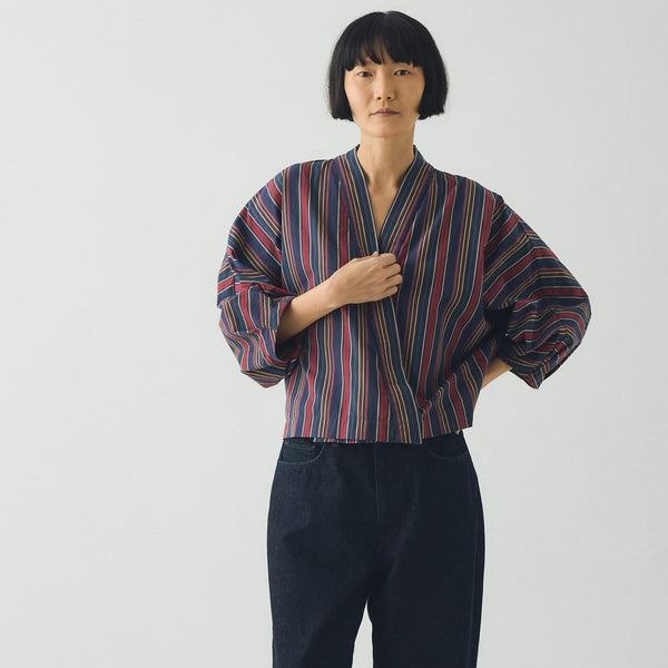 Pantry Stripe Cotton Wrap Shirt, Provencal Blue