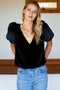 V Top, Black Silk Velvet