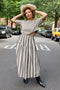 Jessie Stripe Skirt, Oyster + Black