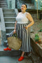 Jessie Stripe Skirt, Oyster + Black